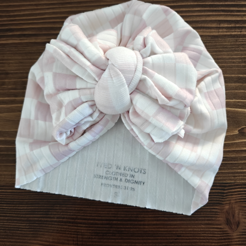 Pink Striped Kids Turban Headband